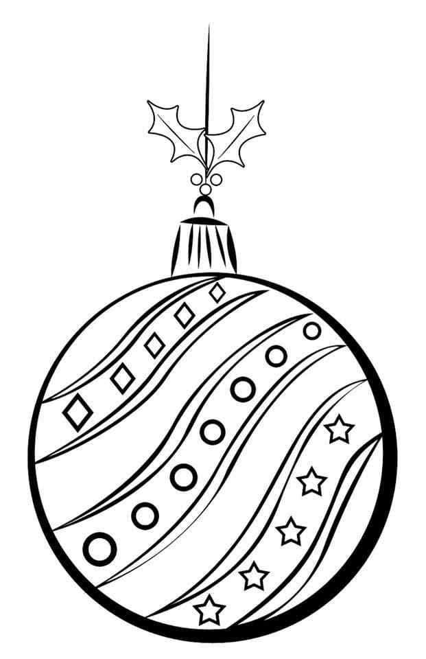 Fabulous Christmas Ornaments On A Christmas Tree Toy Coloring Page