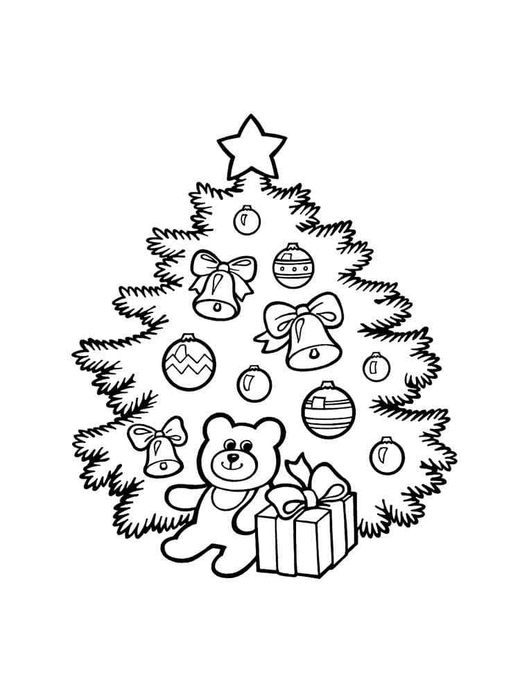 Fluffy Christmas Tree With Surprises Coloring Page