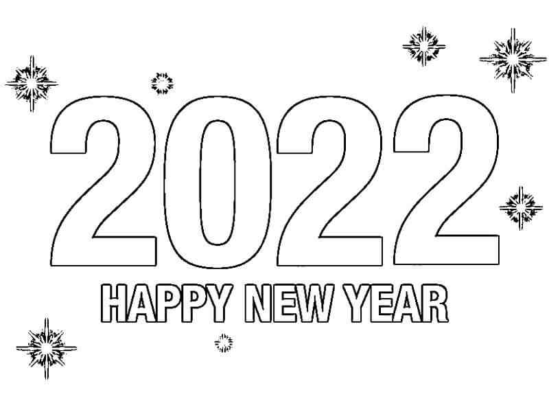 Happy New Year 2022 Coloring Page