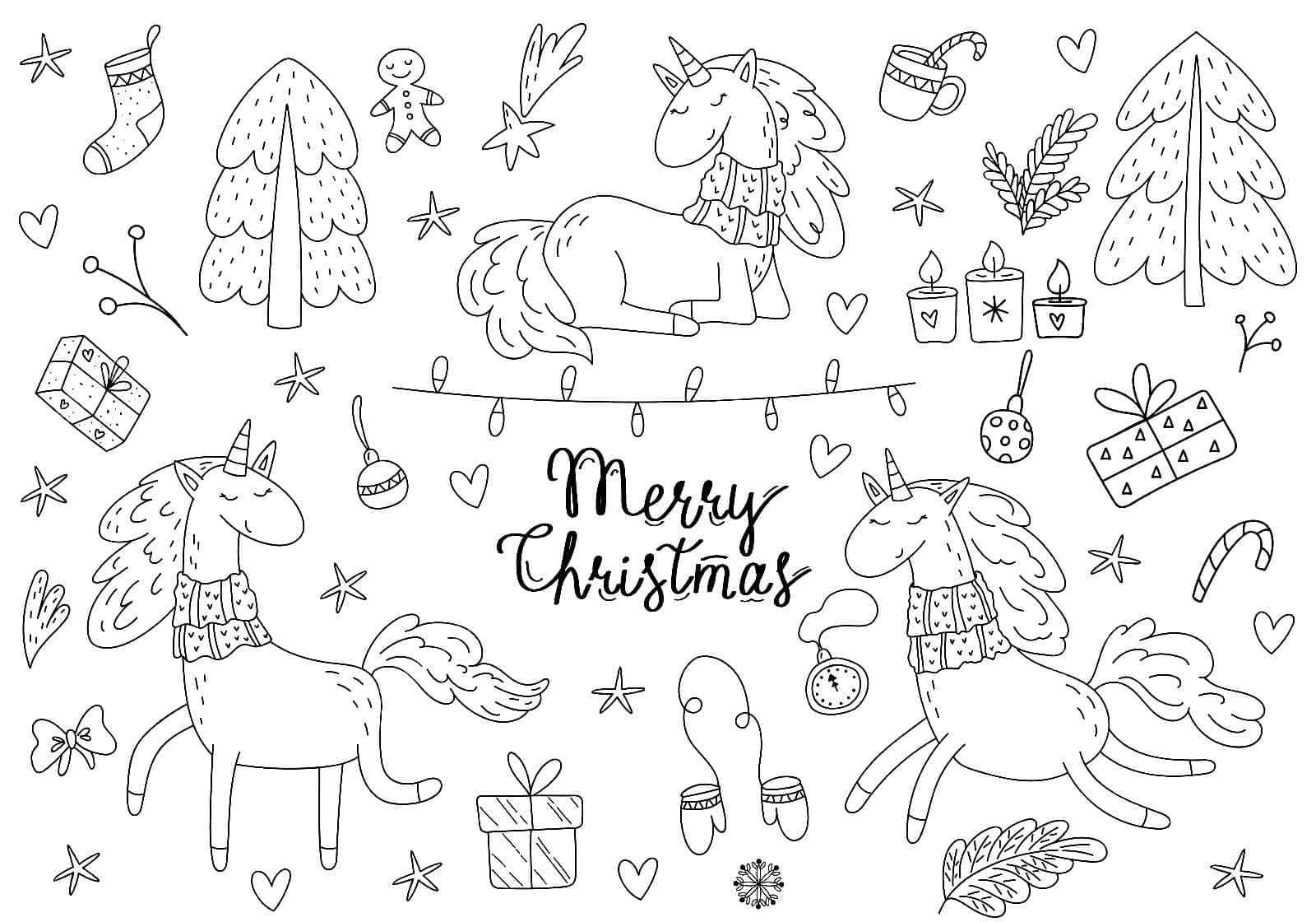 Funny Unicorns With Christmas Attributes