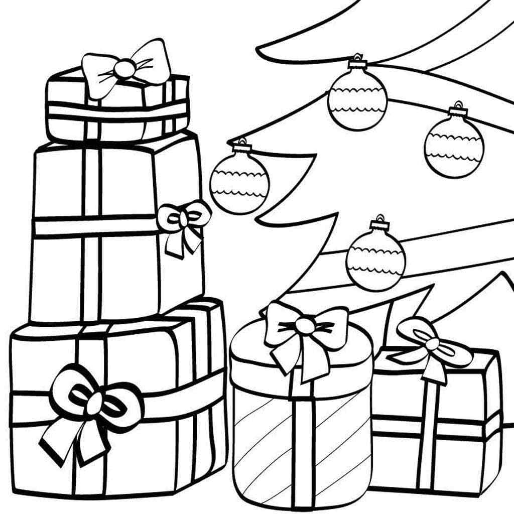 Gifts Under The Tree Coloring Page
