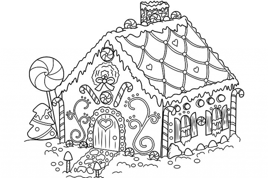 Christmas Gingerbread House Coloring Page
