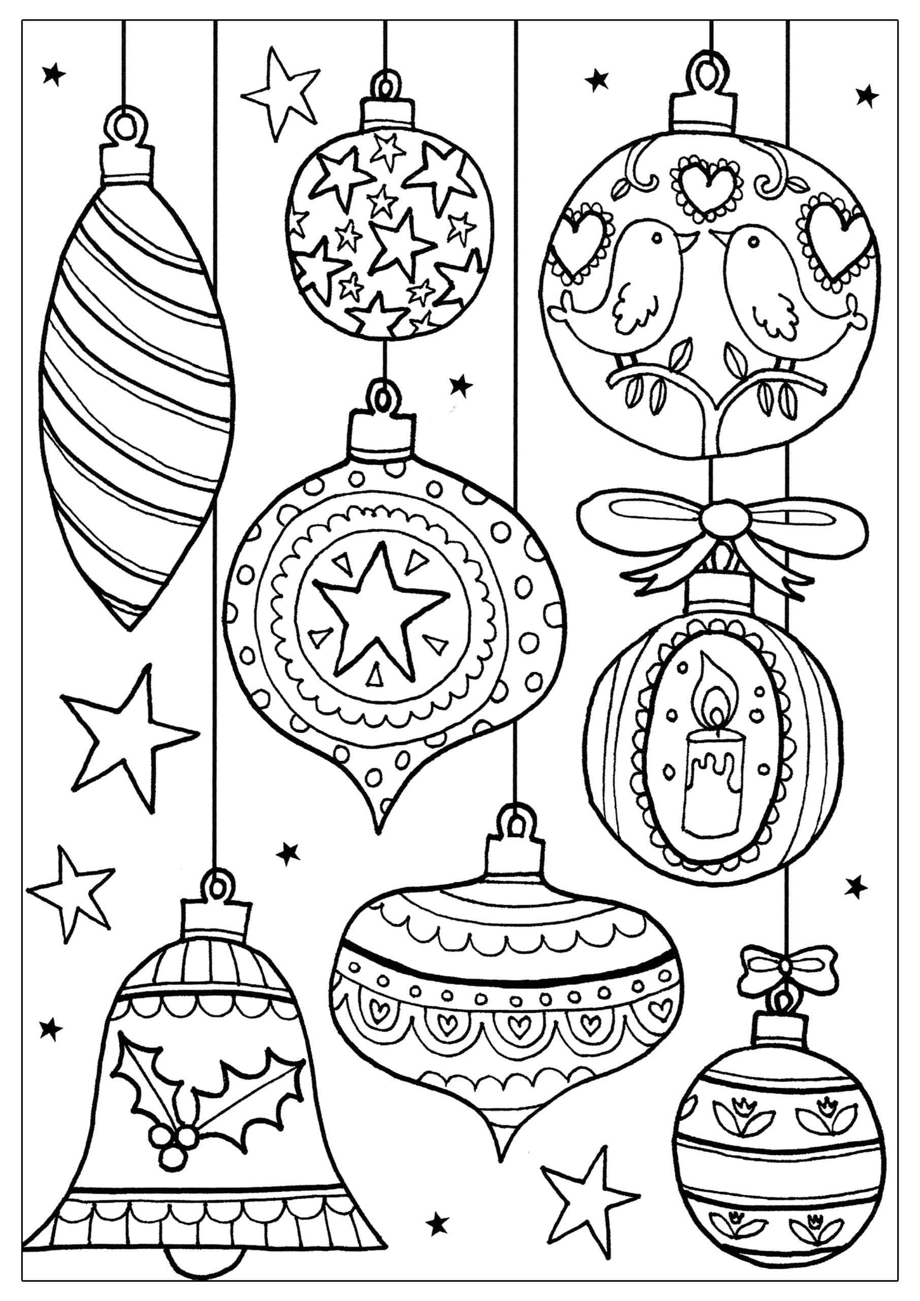 Glass Balls Decorated With Christmas Ornaments Coloring Page