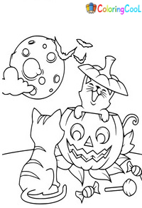 Halloween Cat Coloring Pages