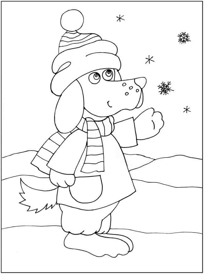 How Beautiful Christmas Puppy Coloring Page