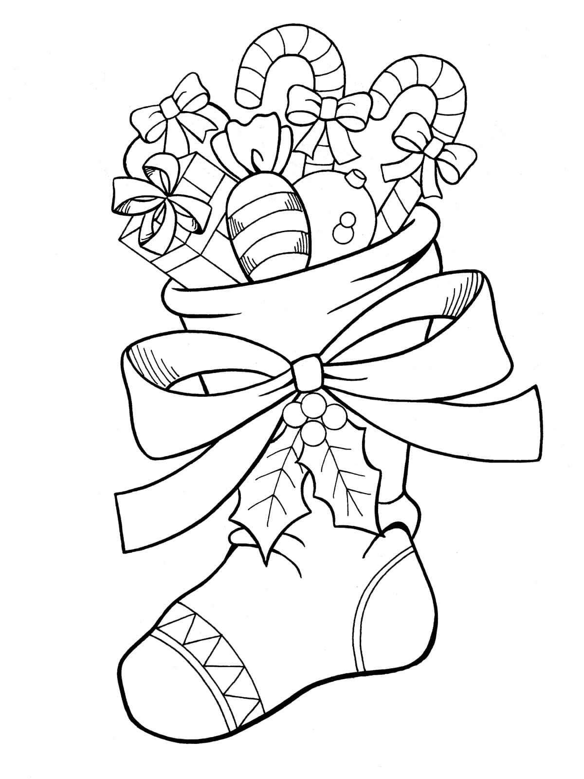 Christmas Sock By The Fireplace Coloring Page