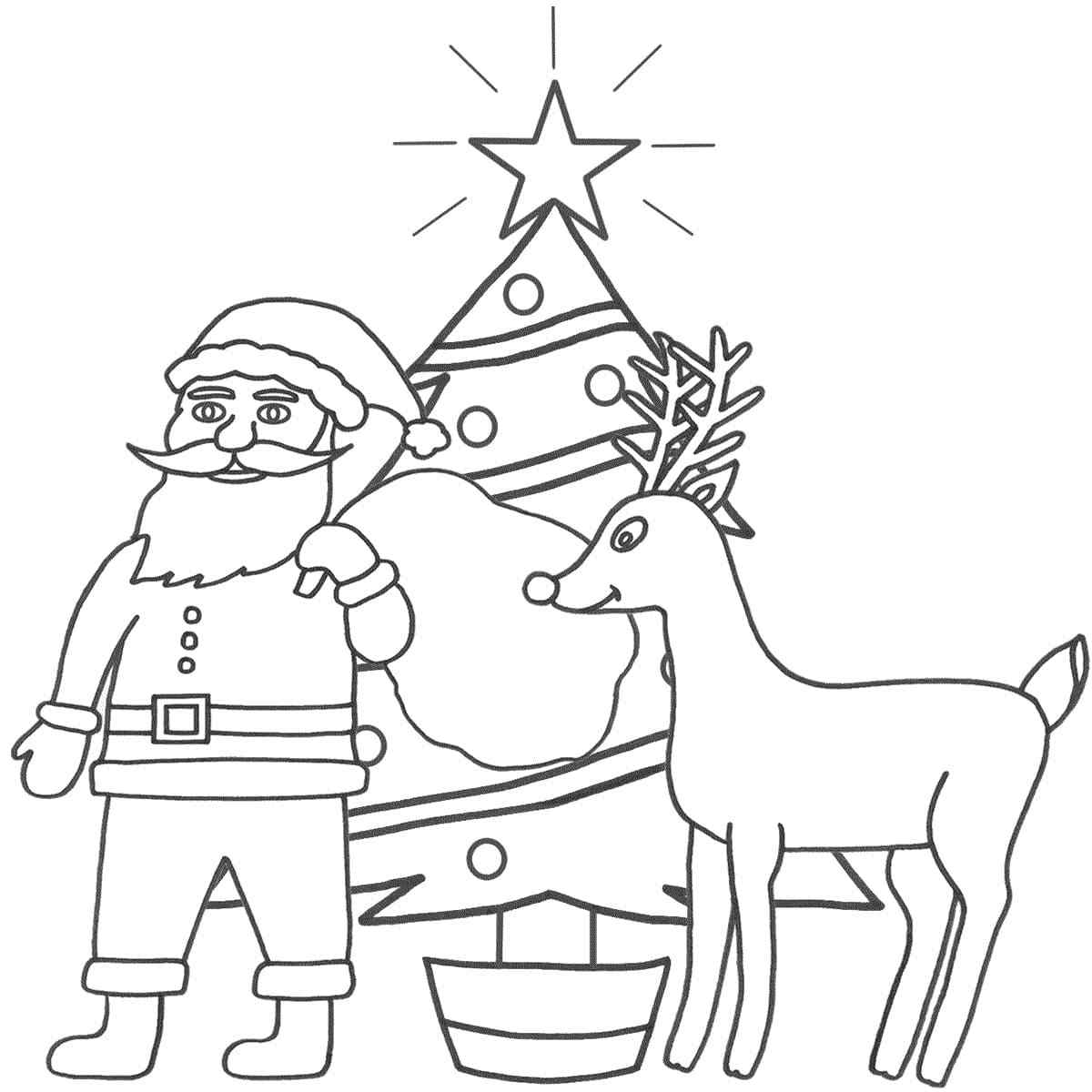 Santa And Reindeer Delivering Presents