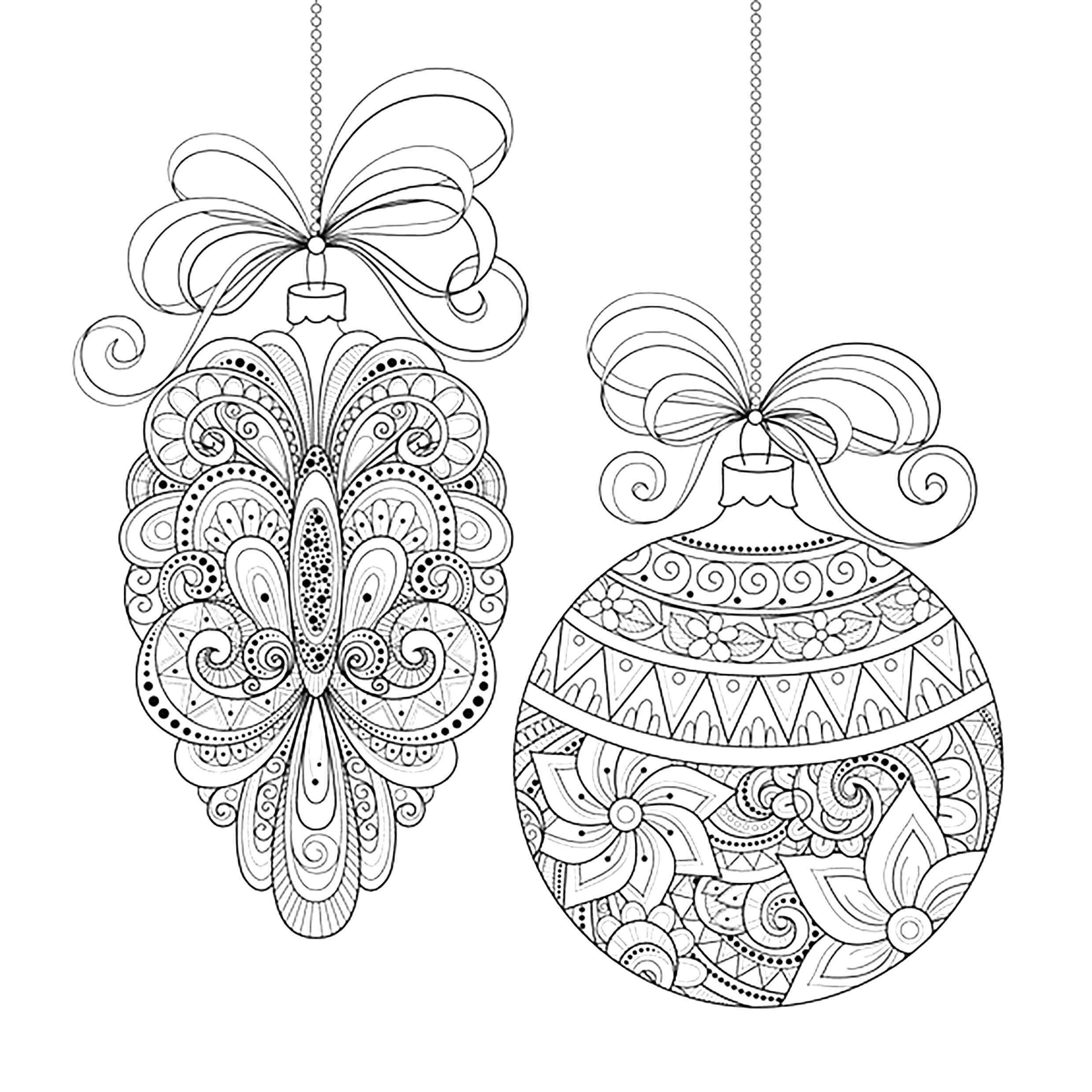 Ornament On Christmas Tree Decoration Coloring Page