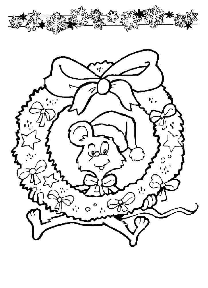 Holding A Christmas Wreath Coloring Page