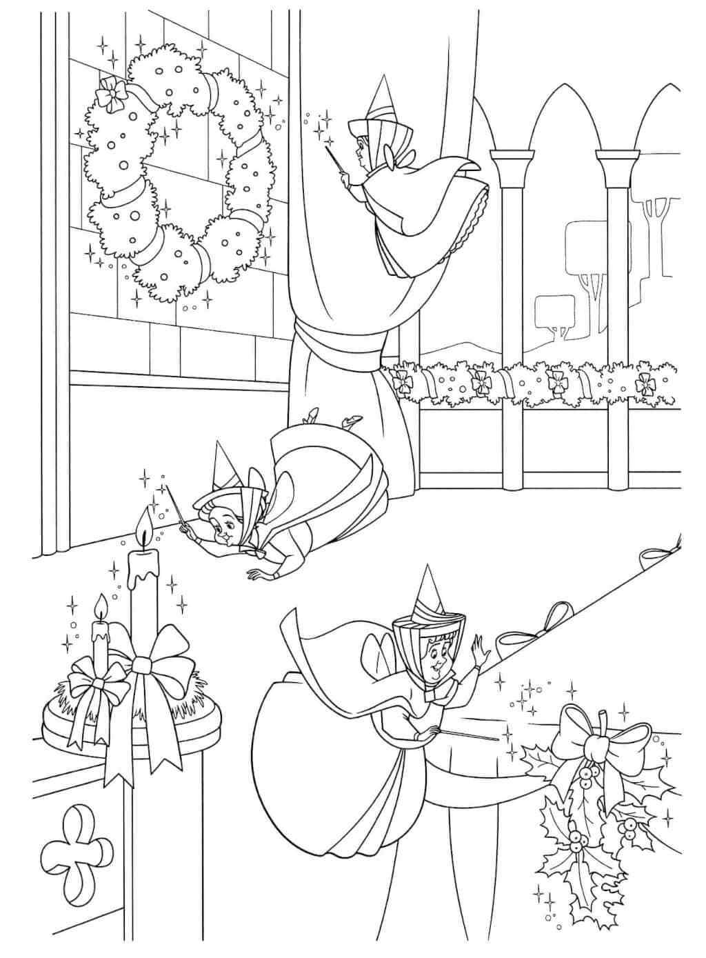 Sorceresses Light Candles For Christmas Coloring Page