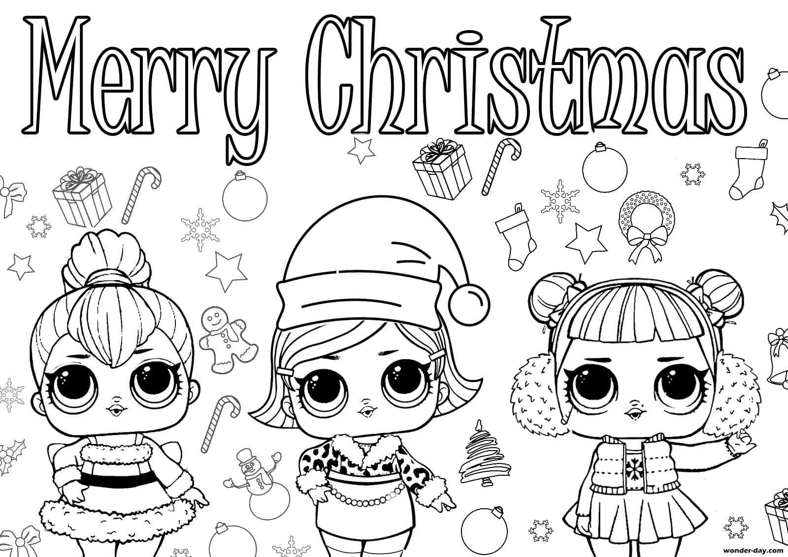LOL Dolls In Christmas Outfits Coloring Page