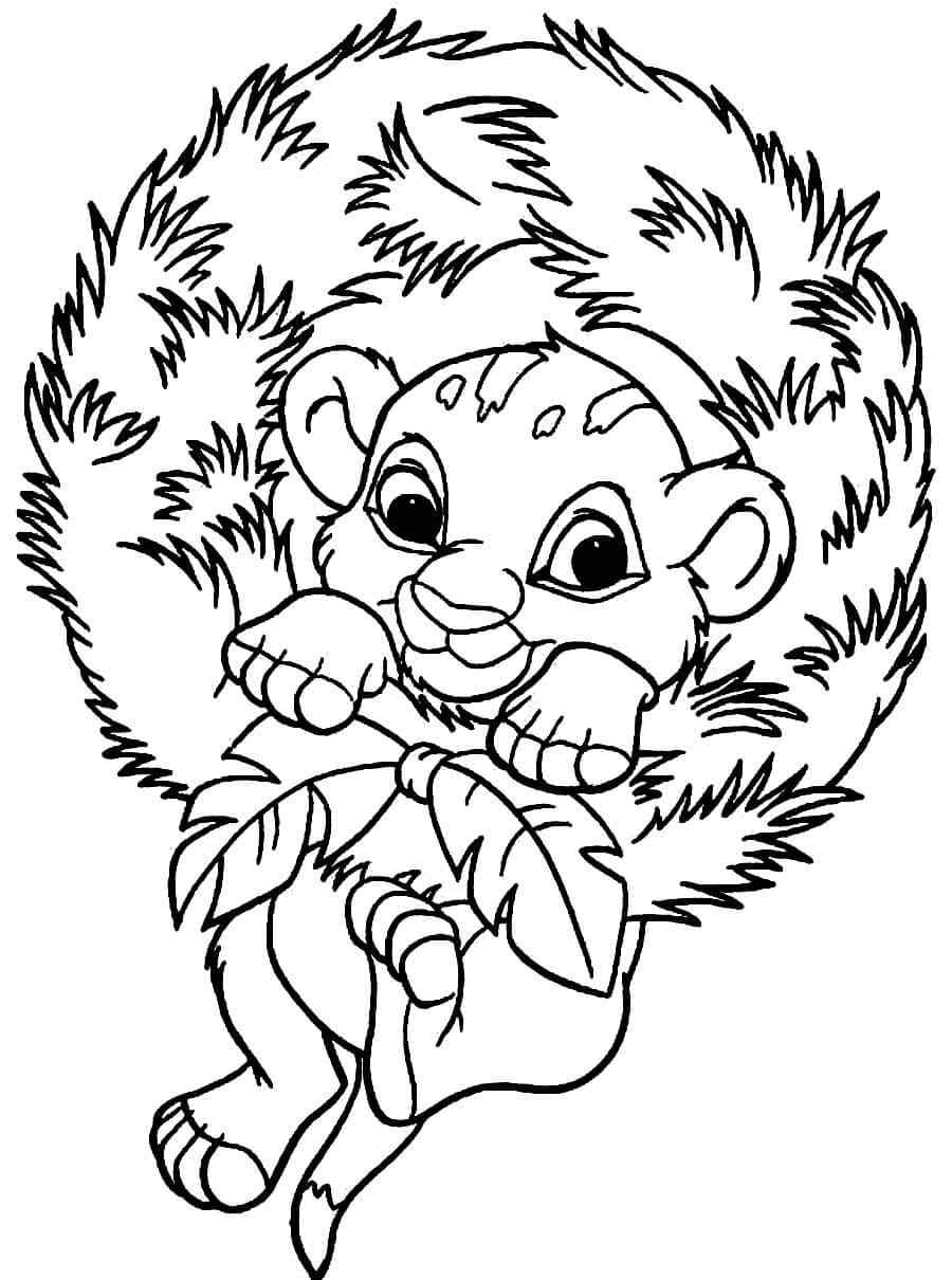 On A Christmas Wreath Coloring Page