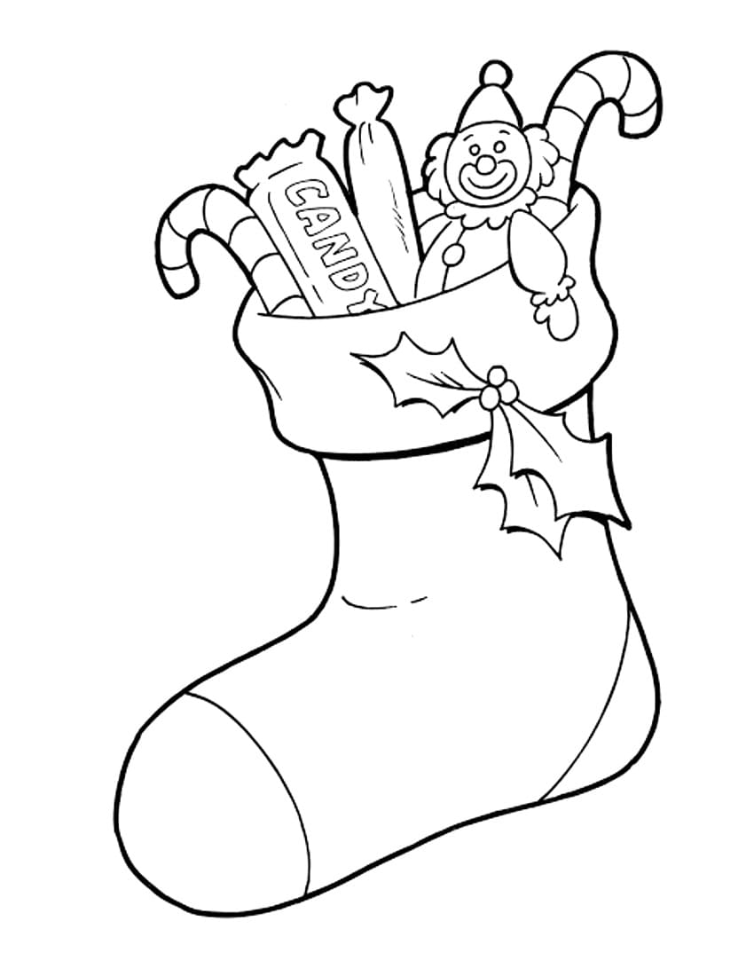 Many Cadies Christmas Stockings Coloring Page