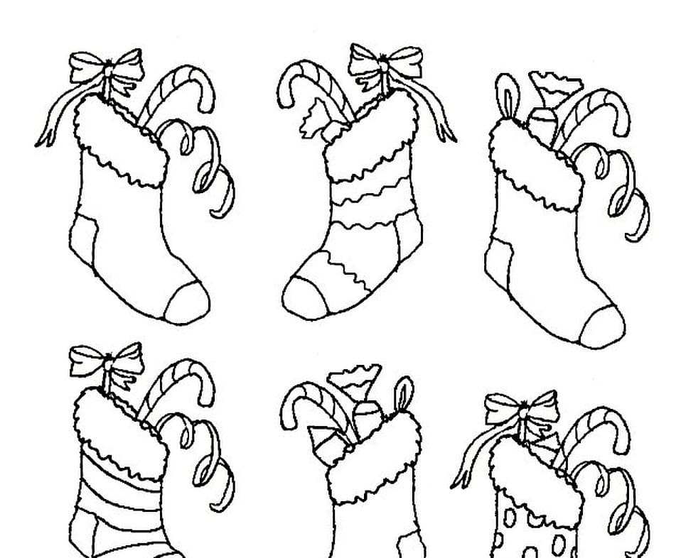 Many Christmas Stockings Coloring Page