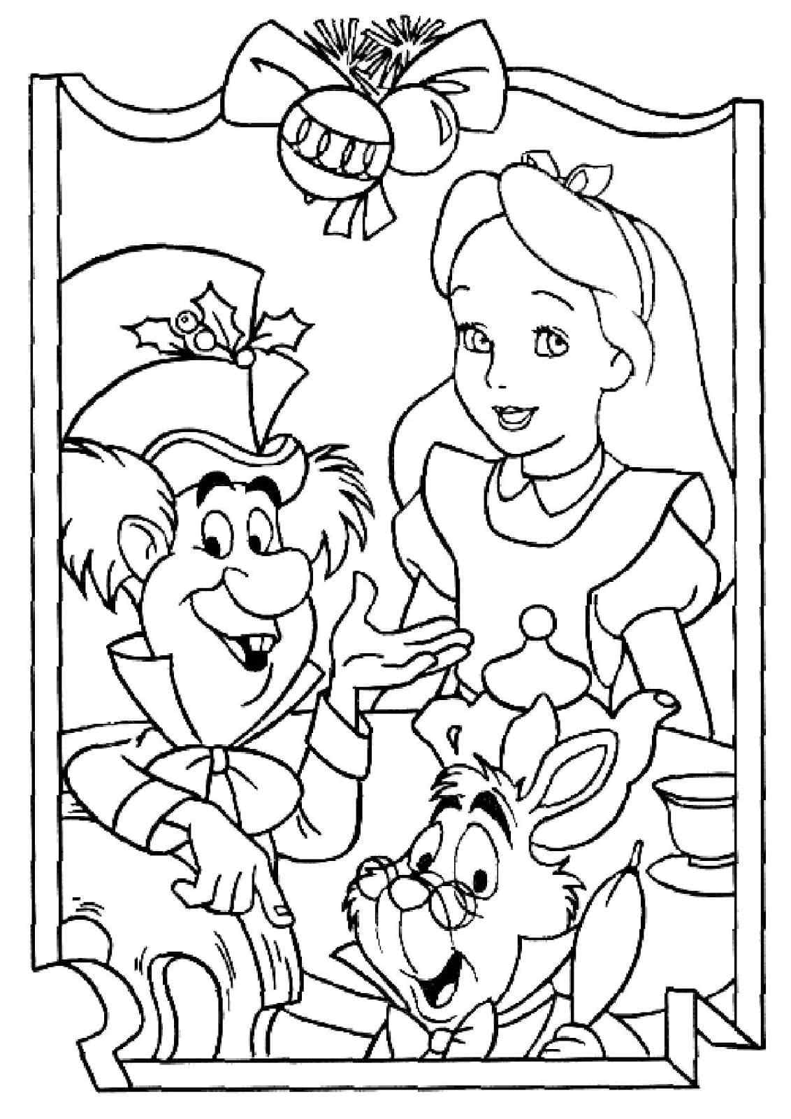 Merry Christmas With Princess Coloring Page