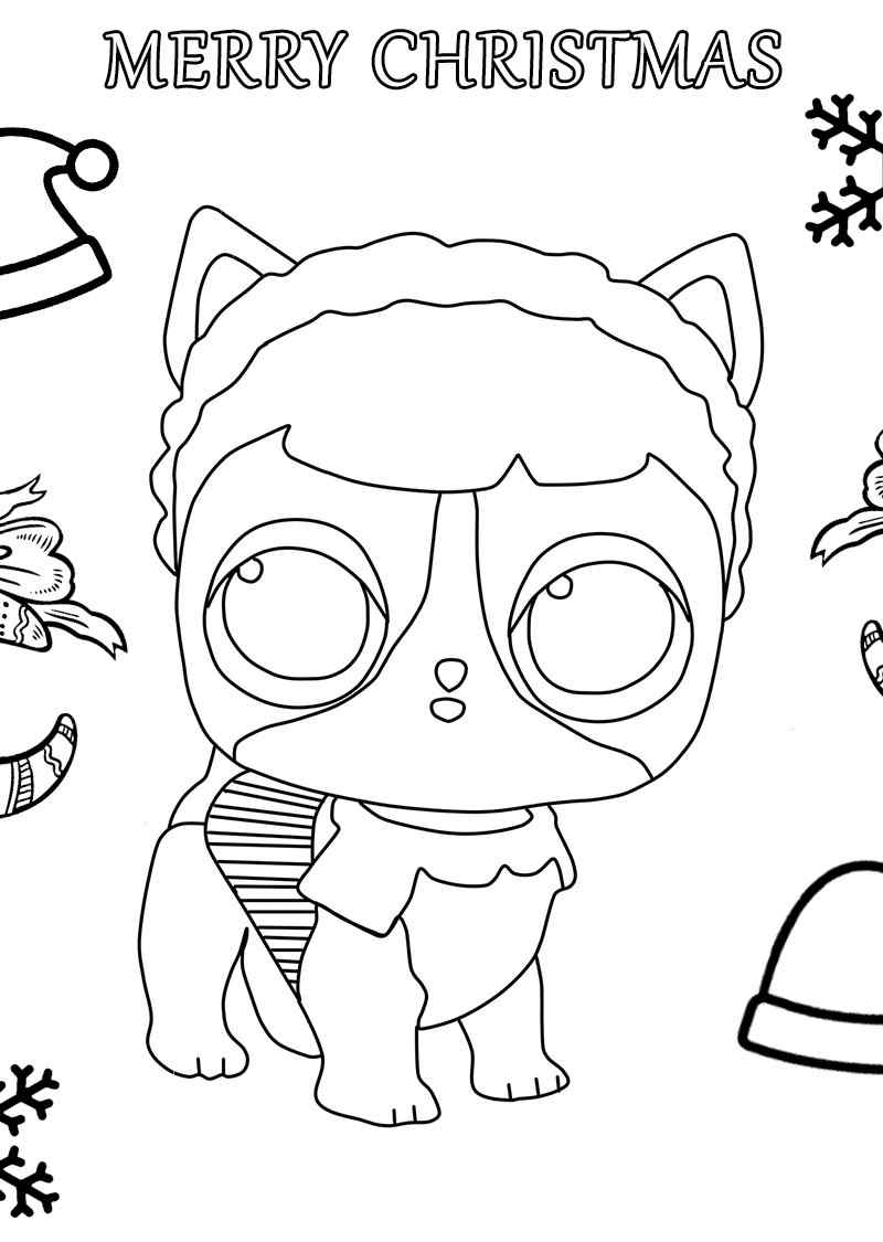 Merry Christmas Greetings With Your Pet LOL. Coloring Page