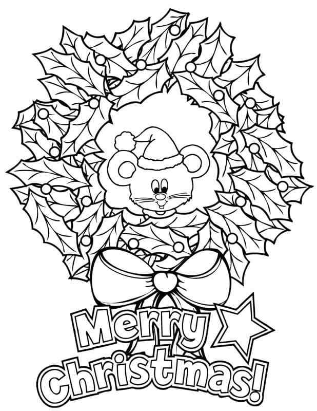 Mouse Wishes You A Merry Christmas Coloring Page