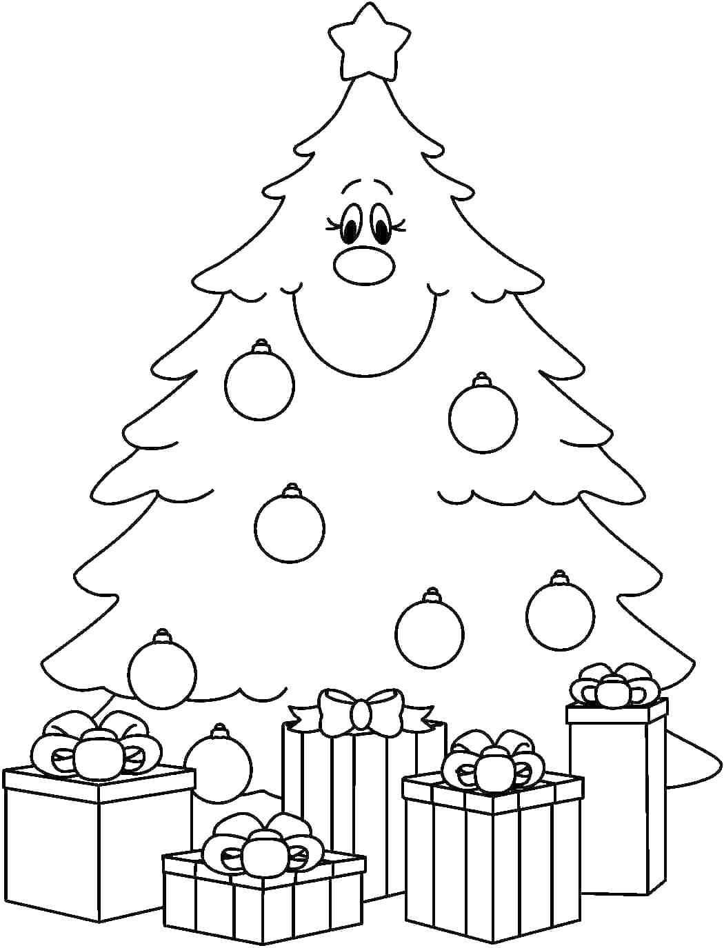 Mysterious Gifts Under The Tree Coloring Page