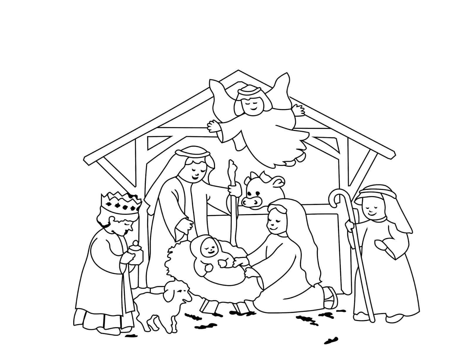 Printable Nativity Scene For Kids Coloring Pages   Coloring Cool