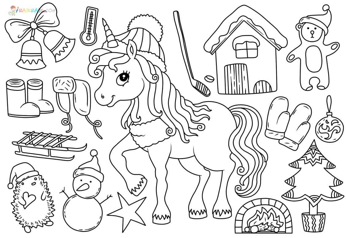 New High-Quality Coloring Page Christmas unicorn Coloring Page