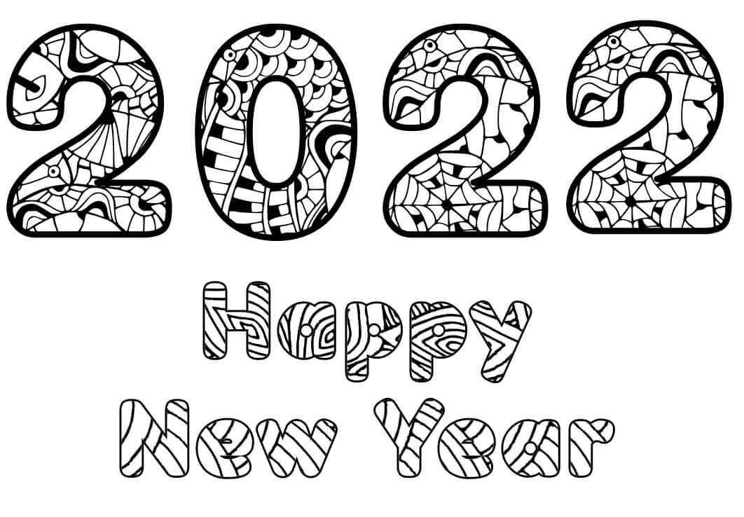New Year 2022 Coloring Page