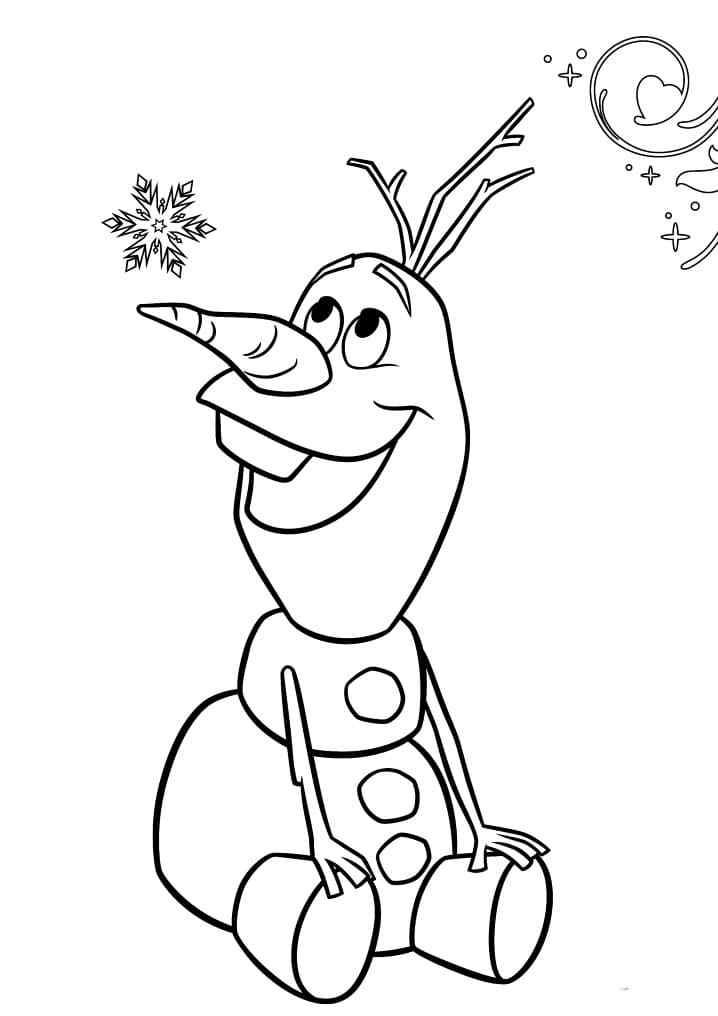 Olaf Catches A Snowflake In Christmas Coloring Page