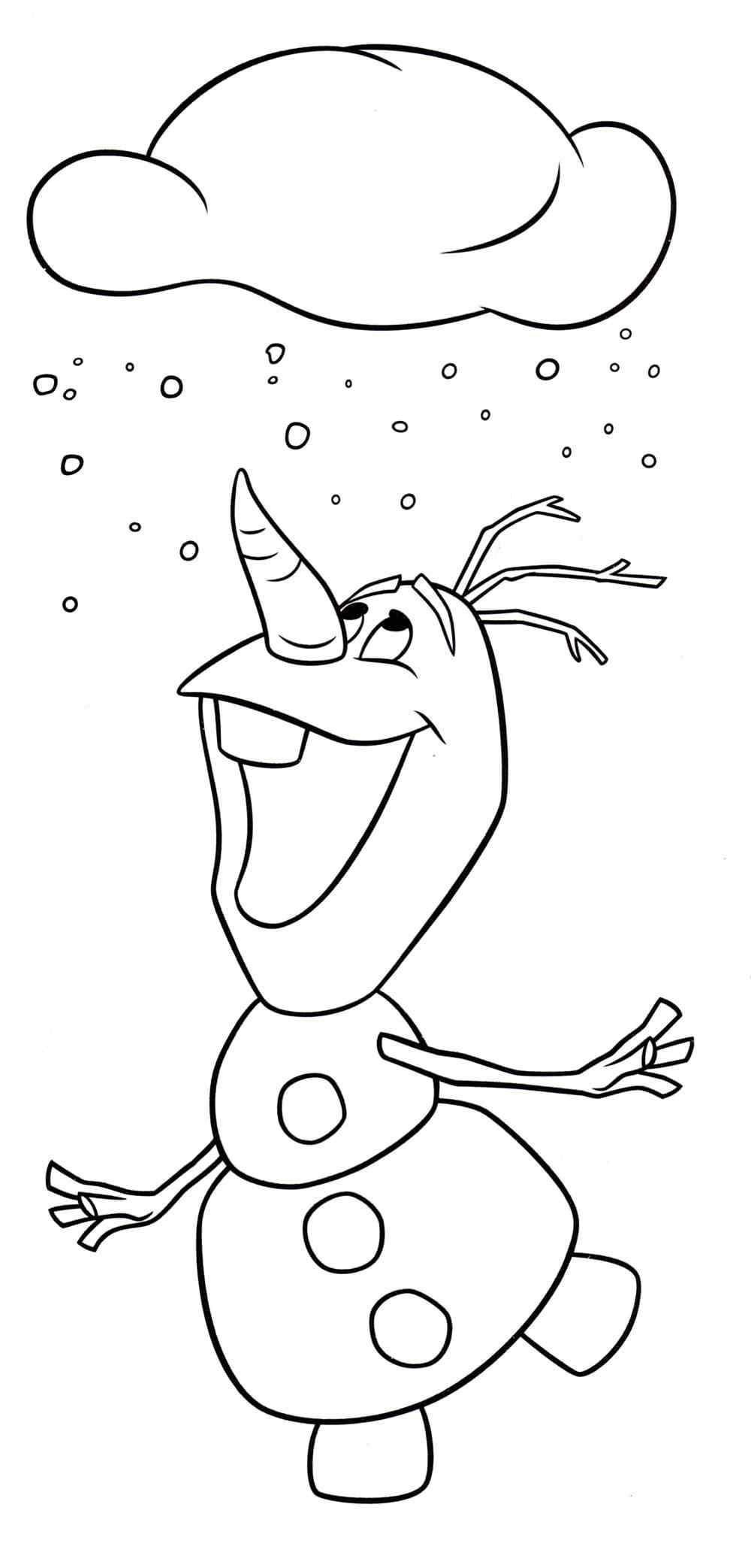 Olaf Enjoys The First Snow In Christmas Coloring Page