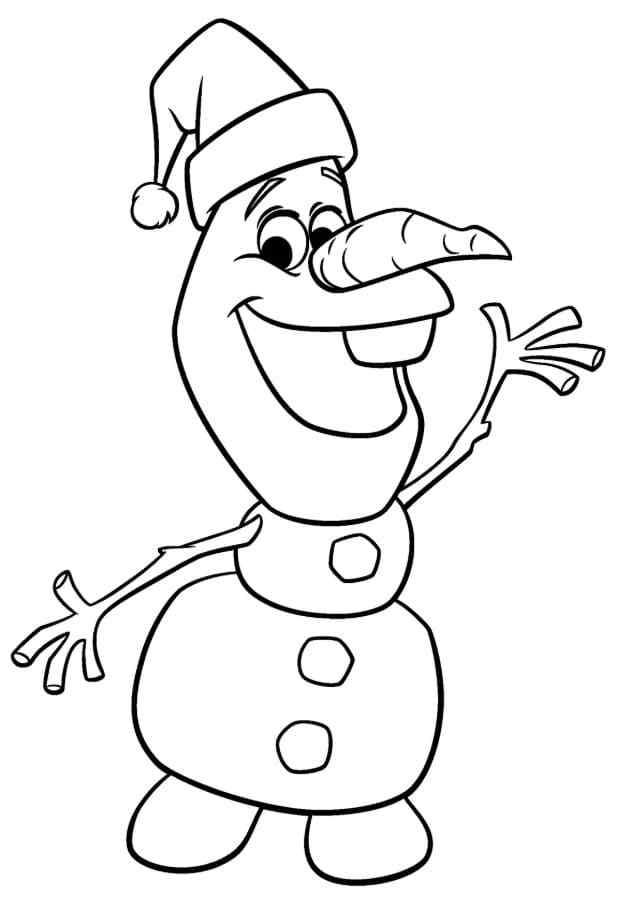 Olaf In A Christmas Hat Coloring Page