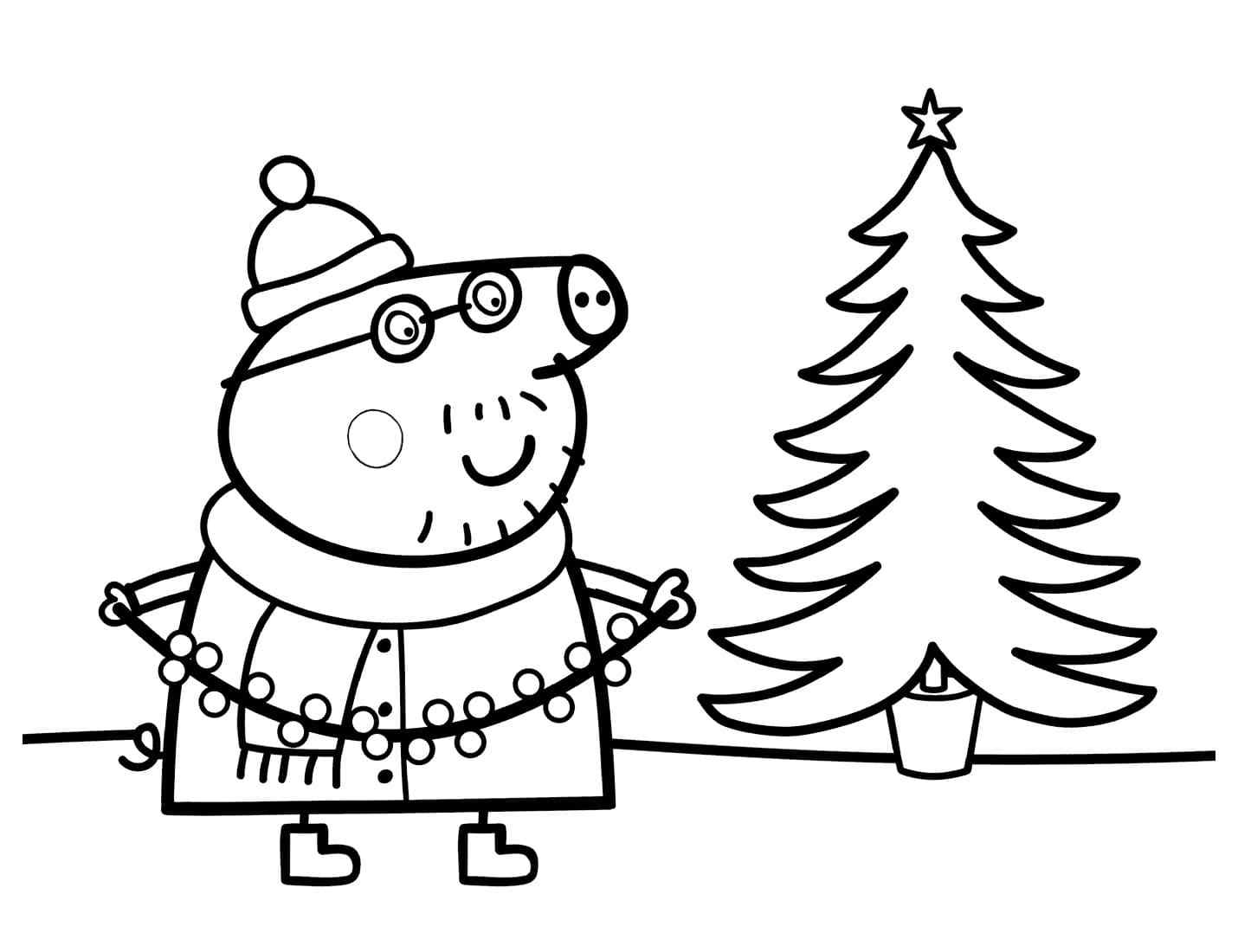 Peppa Pig’s In Christmas Coloring Page