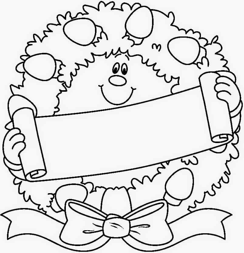 Personalized Wreath For A Christmas Gift Coloring Page