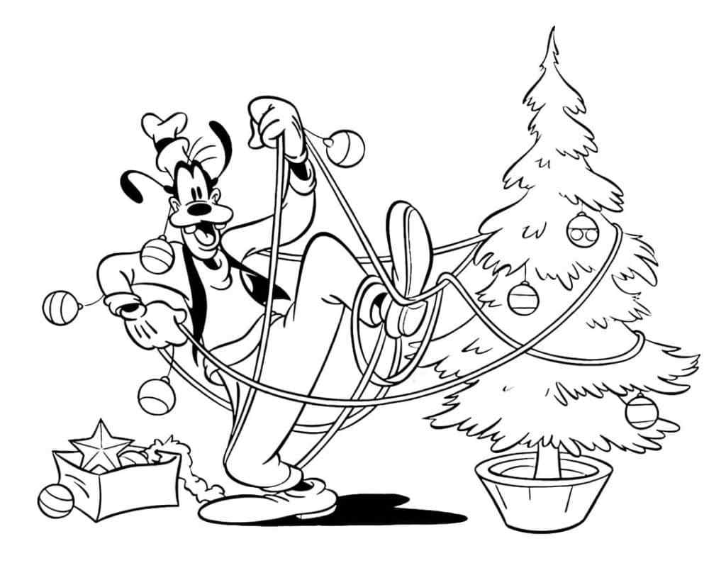 Pluto Got Tangled Up In The Garlands Coloring Page