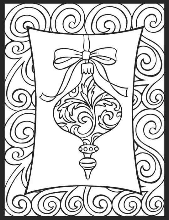 Postcard With Christmas Tree Toy Coloring Page