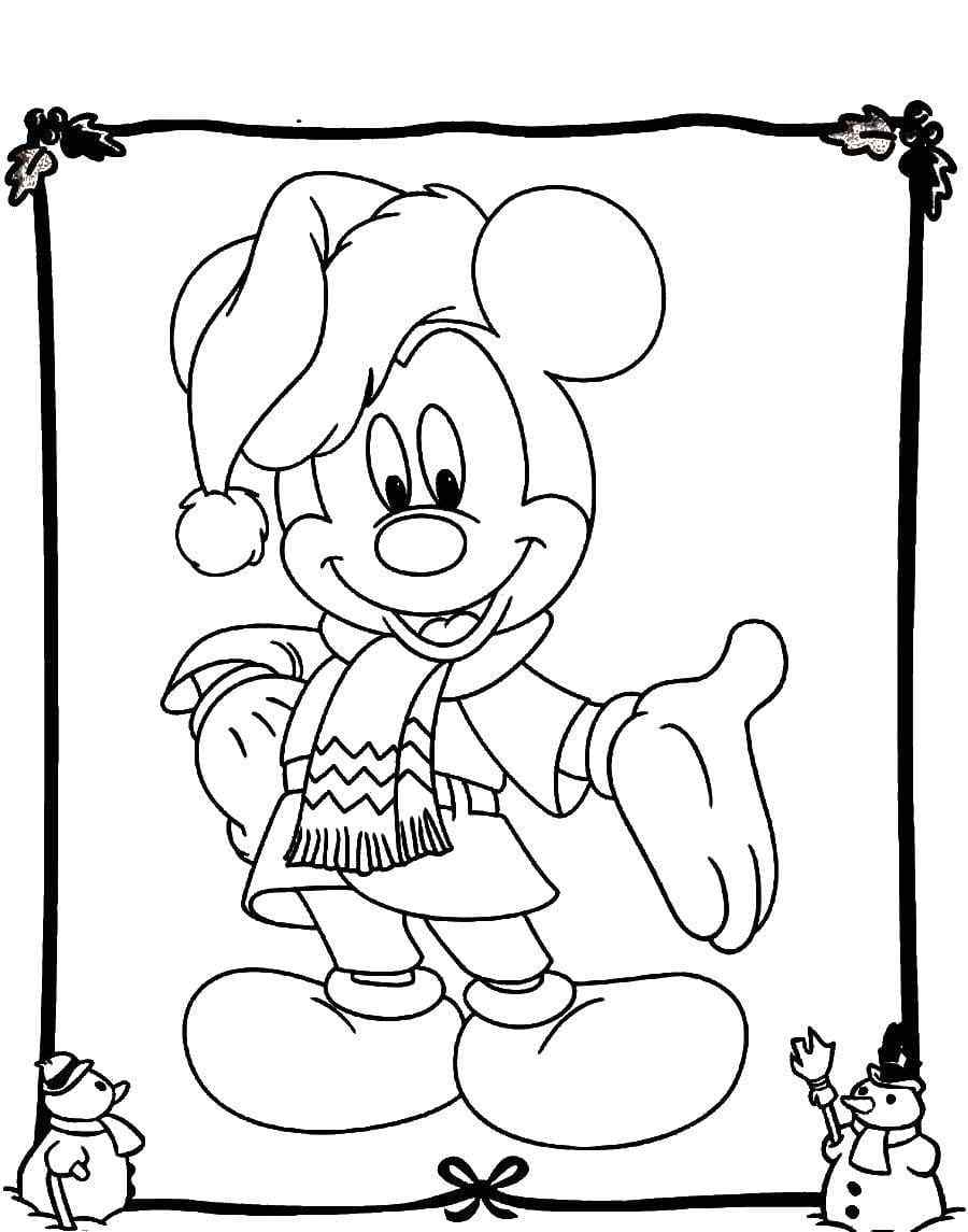 Postcard With Mickey Mouse Coloring Page