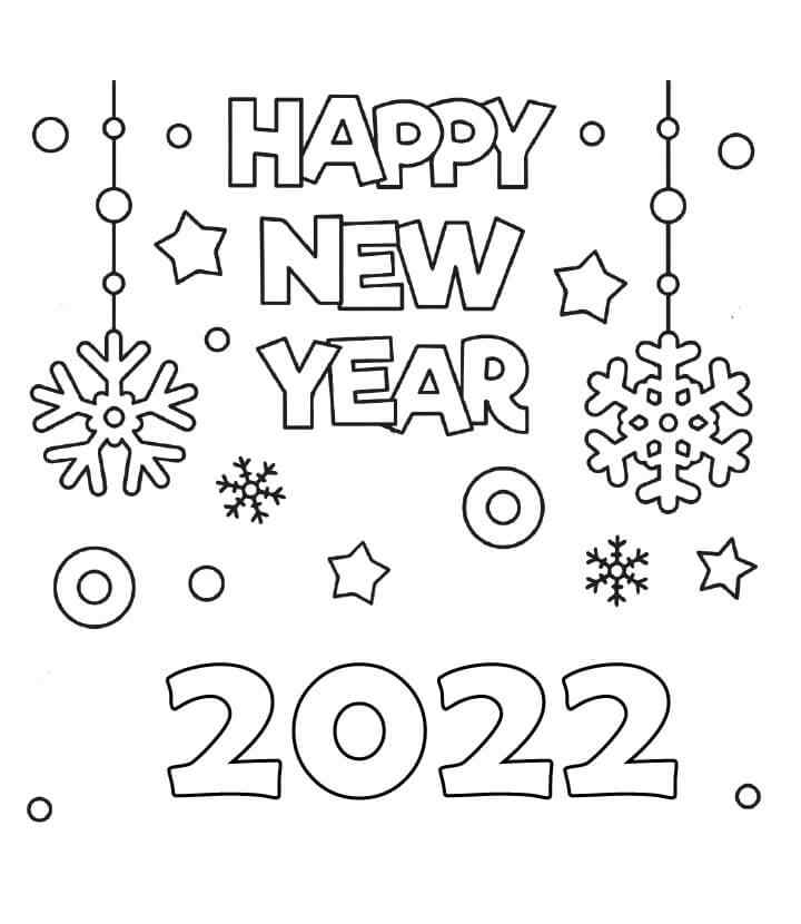 Printable 2022 New Year Coloring Page