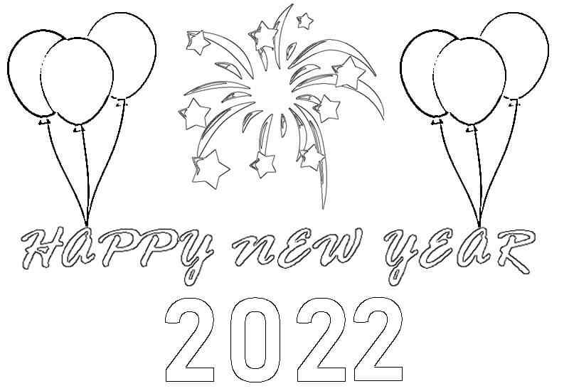 Print New Year 2022 Coloring Page