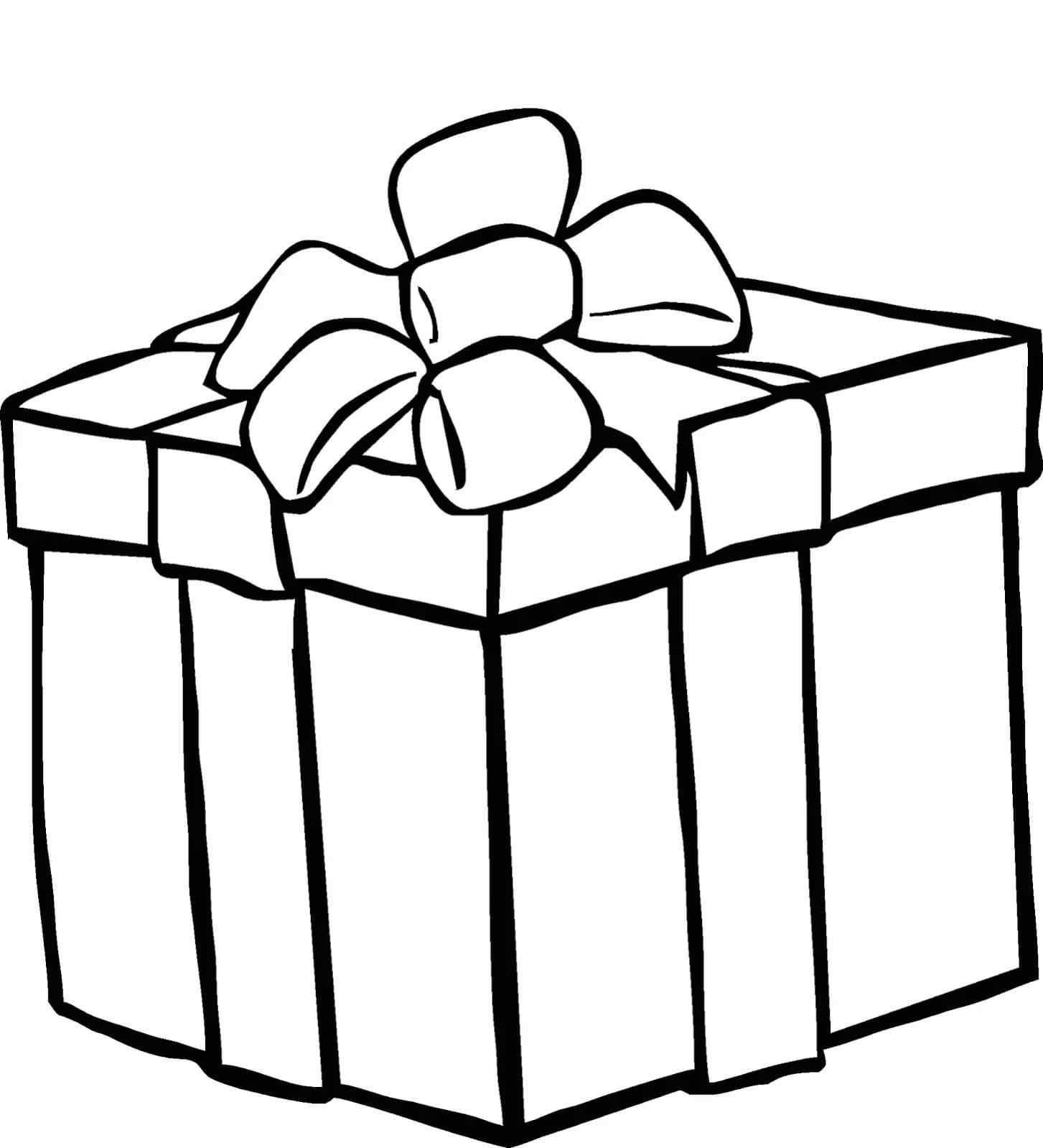 Red Box With Gold Bow Coloring Page