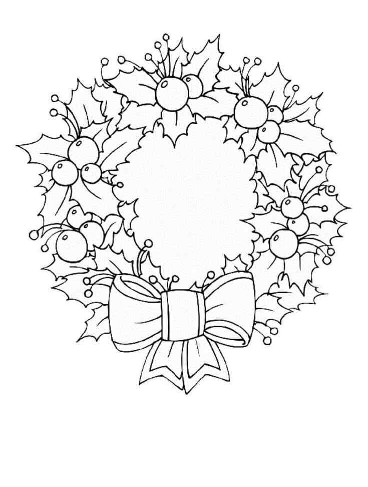 Round Shape Of A Christmas Wreath Coloring Page