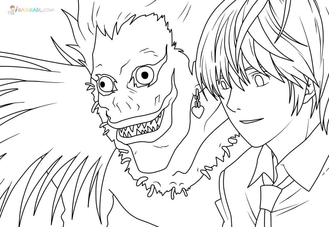 Ryuk And Light Coloring Pages   Coloring Cool