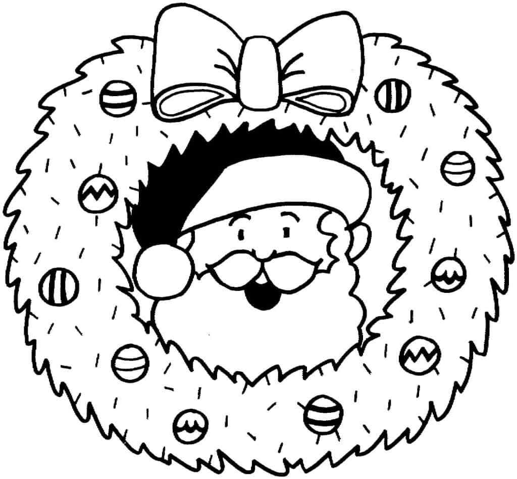 Santa Claus Hid Behind A Christmas wreath