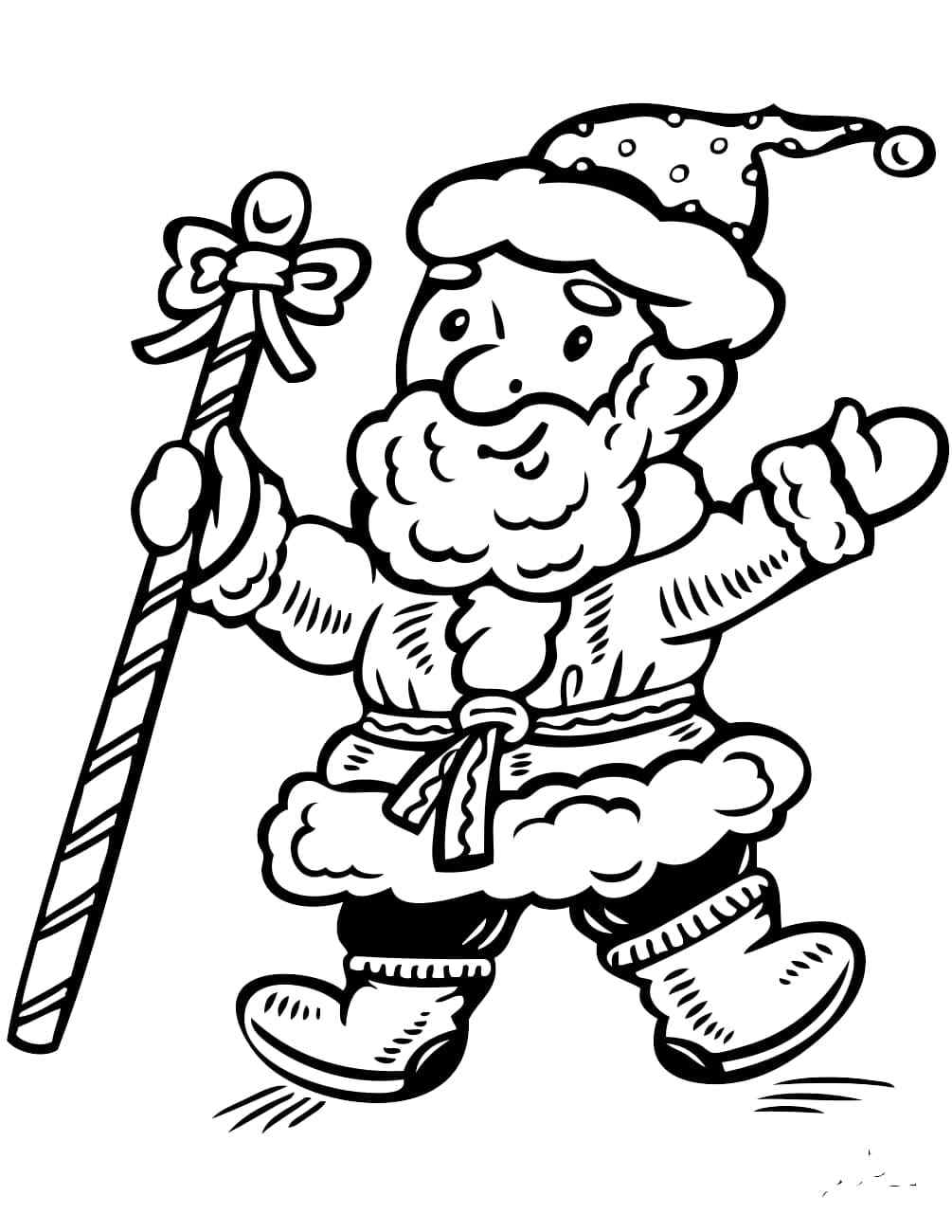 Santa Claus With A Staff Coloring Page