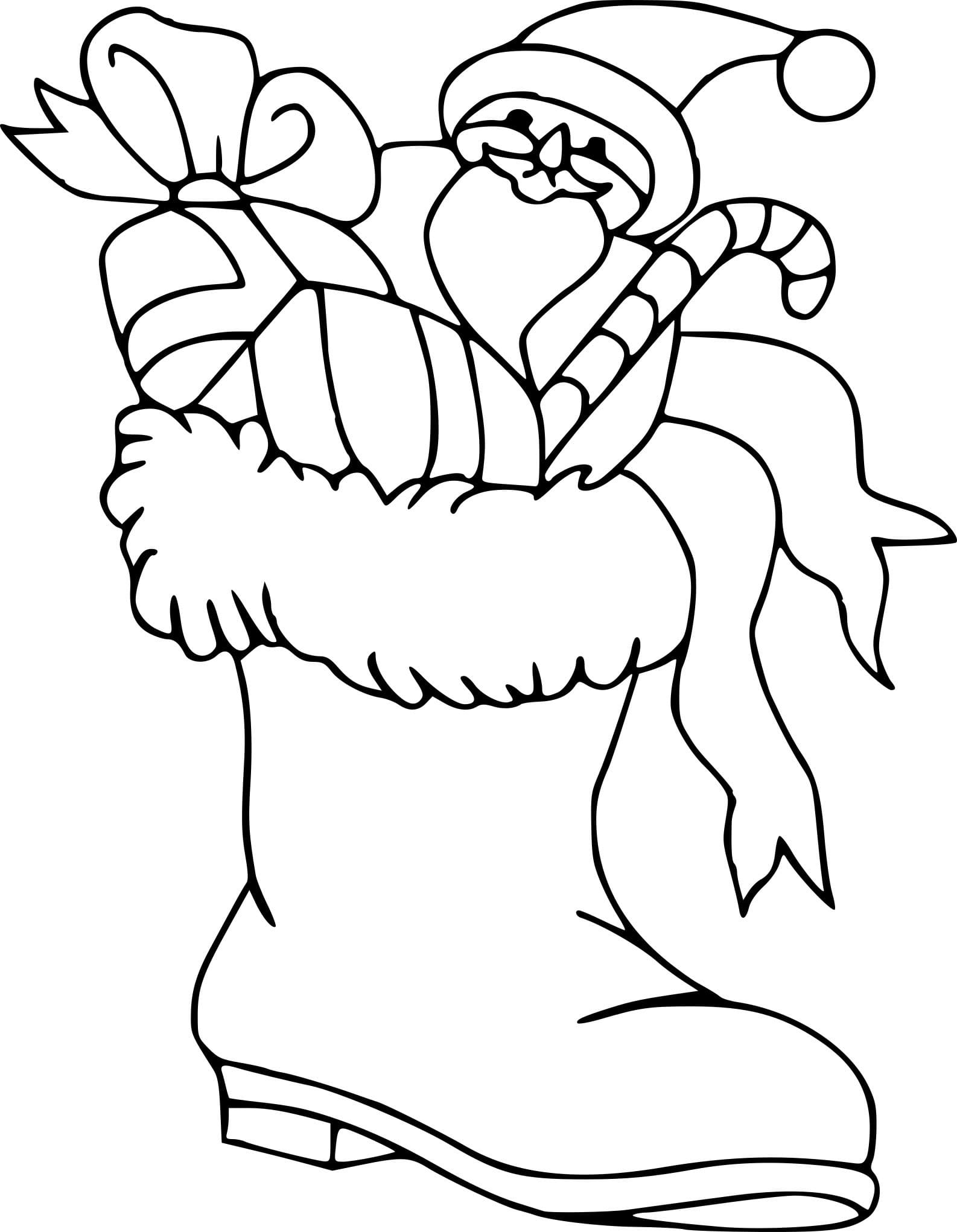 Santa In Christmas Stockings Coloring Page