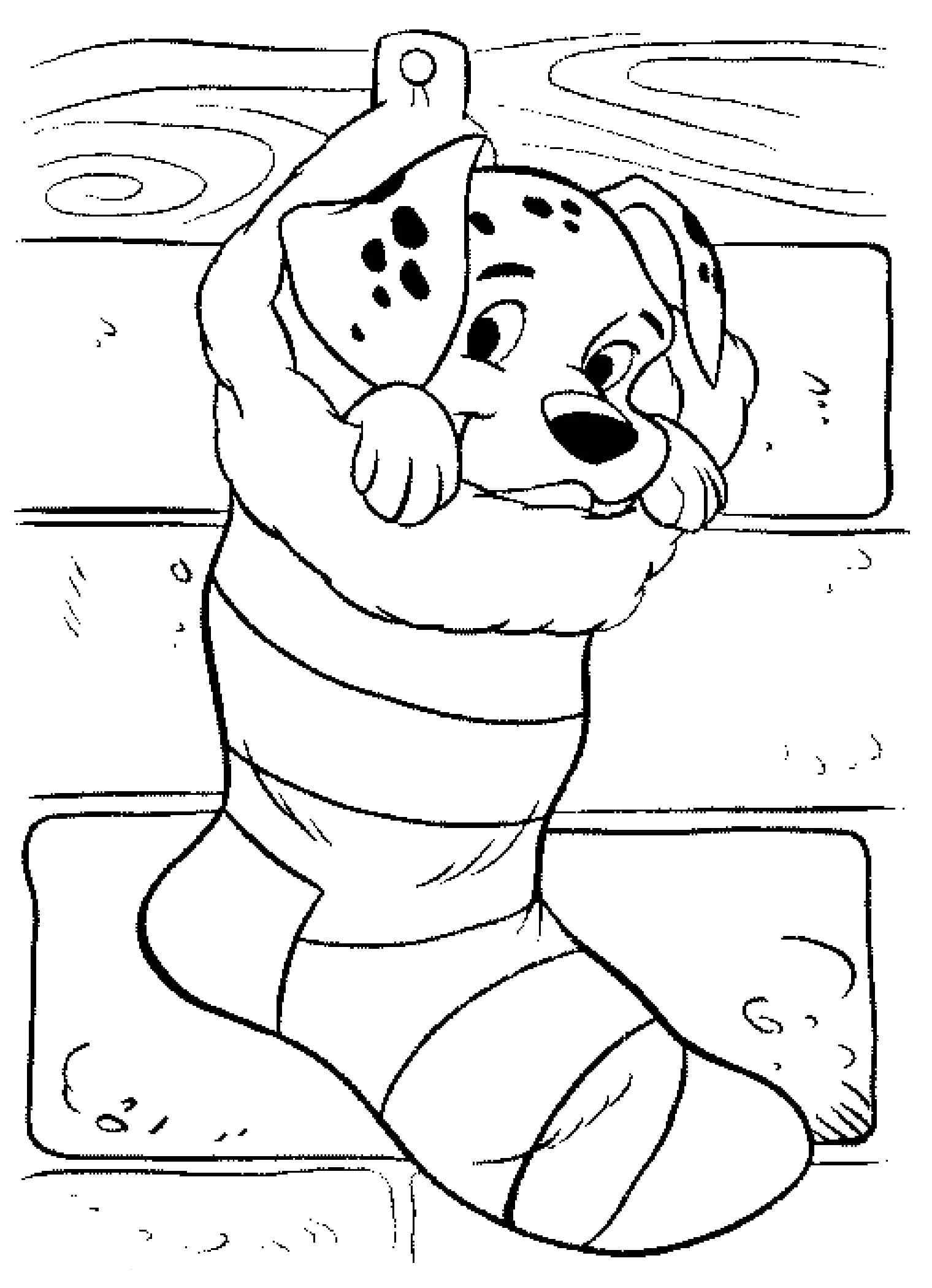 Santa Brought Christmas Puppy Coloring Page