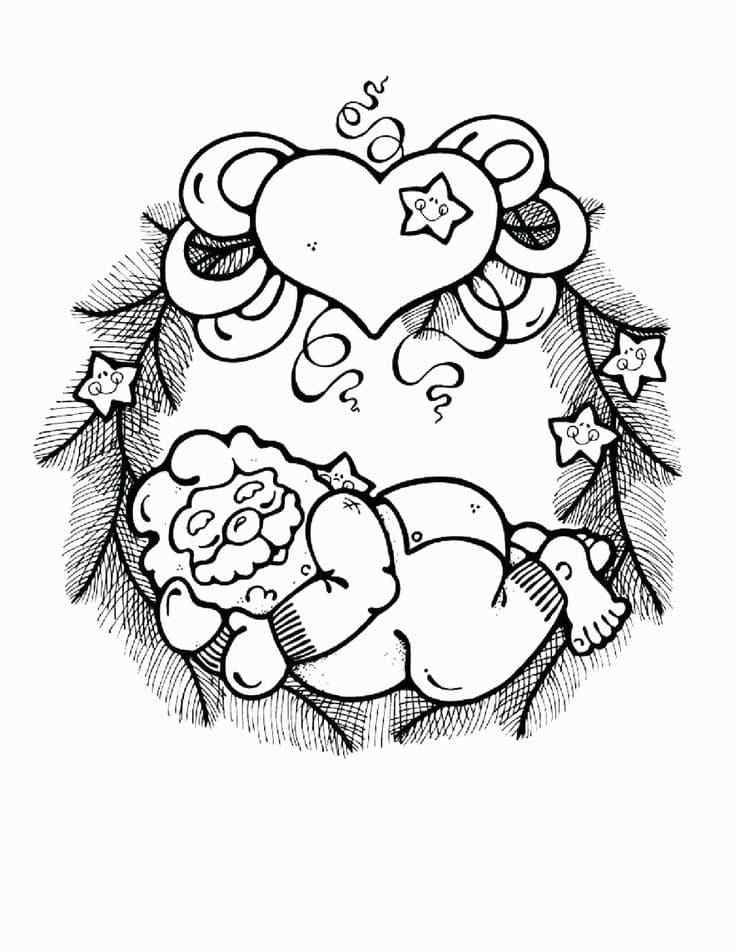 Santa Is Fast Asleep In The Fir Branches Coloring Page