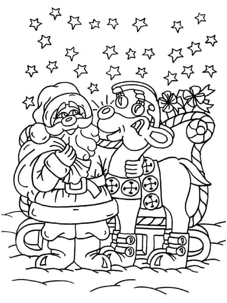 Santa’s Favorite Fawn Coloring Page