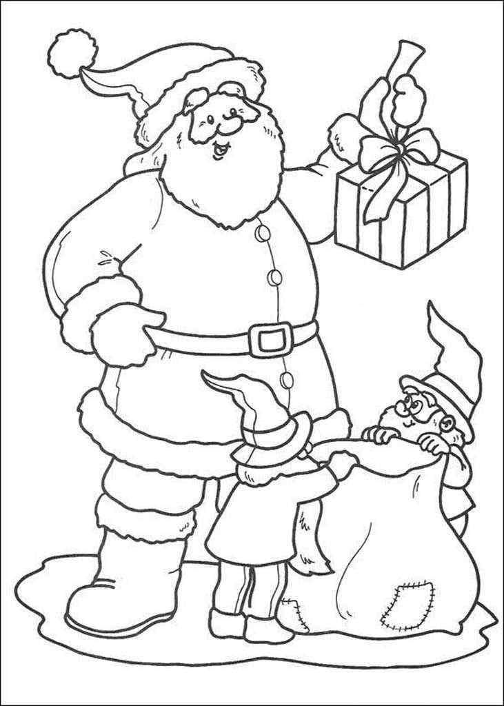 Santa’s Helpers Are Holding A Gift Bag Coloring Page