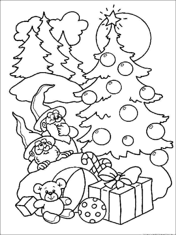 Decorate The Forest Christmas Tree Coloring Page