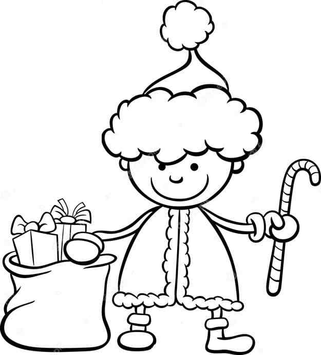 Satisfied Kid With Gifts Coloring Page