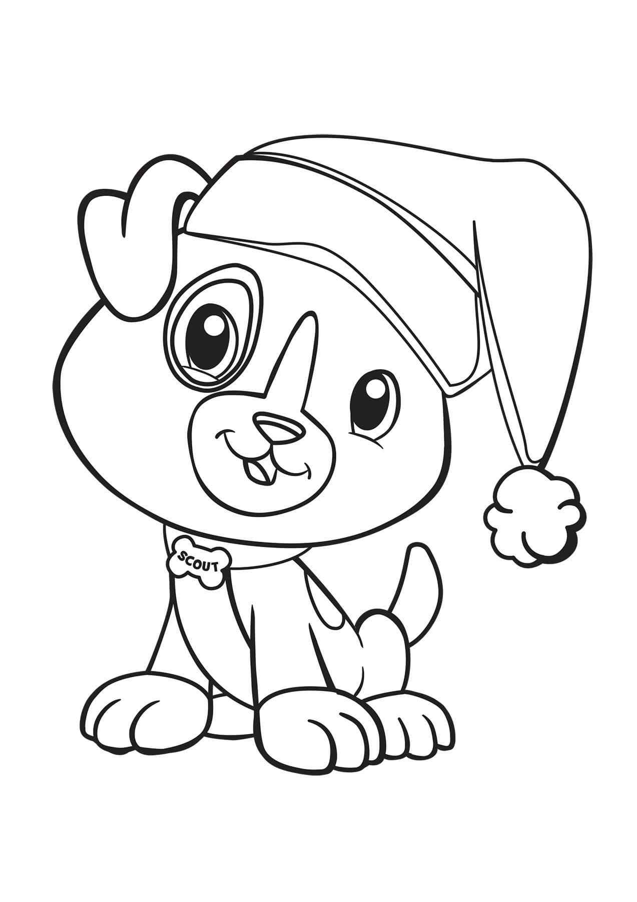 Scout In A Christmas Cap Coloring Page