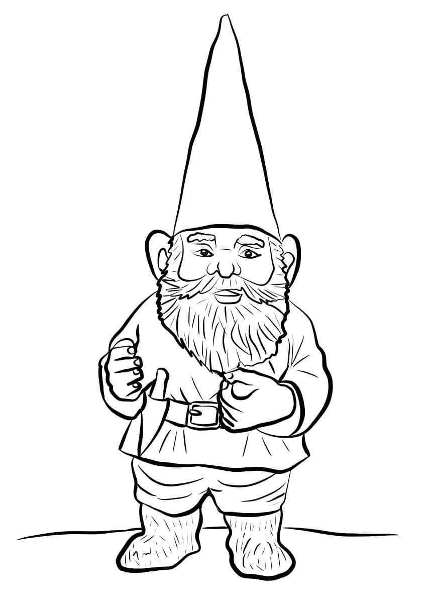 Serious Adult Gnome Coloring Page