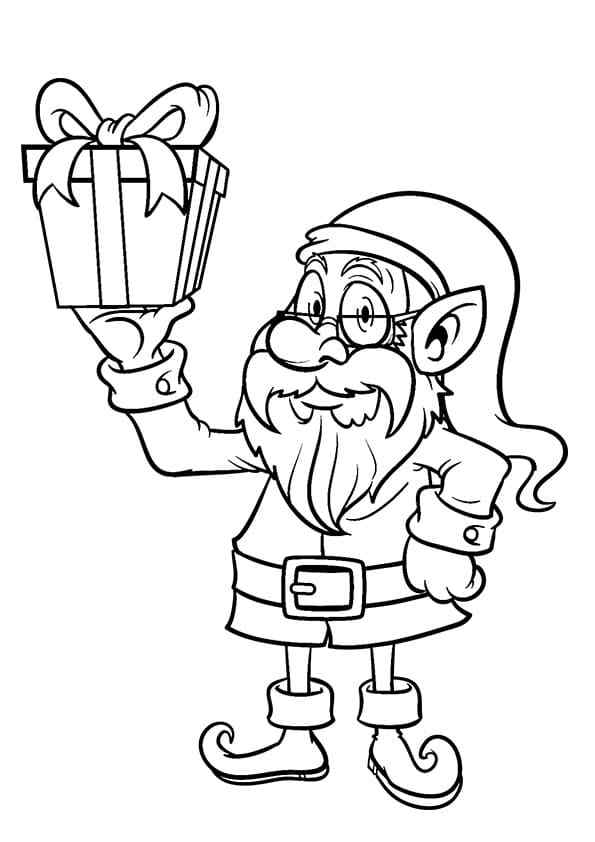 Gnome With Glasses Prepared Gifts Coloring Page